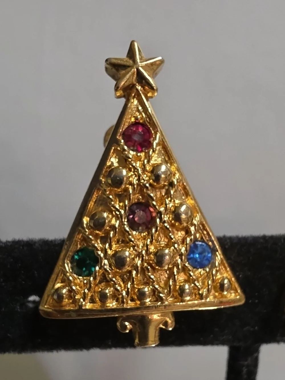 Vintage Multicolor Crystal Christmas Tree Clip On Earrings